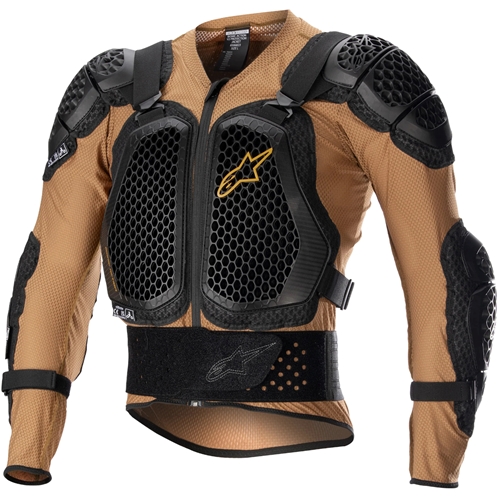 ALPINESTARS Protectievest Bionic Action V2, Protector harnas voor op de moto, Zand-Zwart-Tangerine